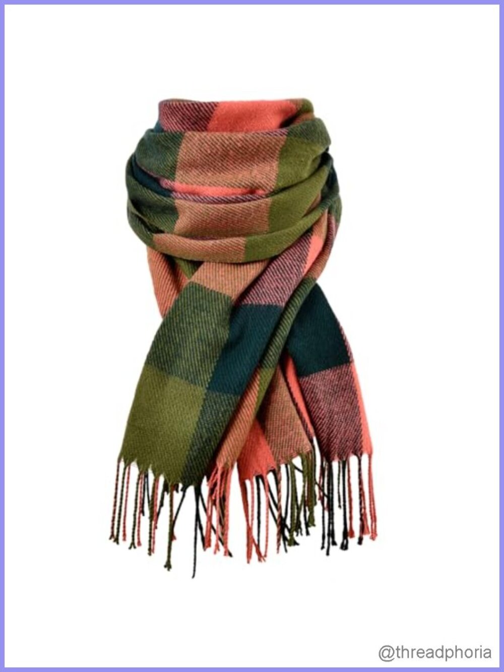 Women's Plaid Winter Scarf Tassel Shawl Wrap Acrylic